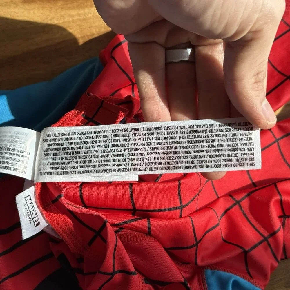Disney Store Spider-Man Adaptive Swimsuit Rashguard‎ Sz Large *UPF 50+* Marvel